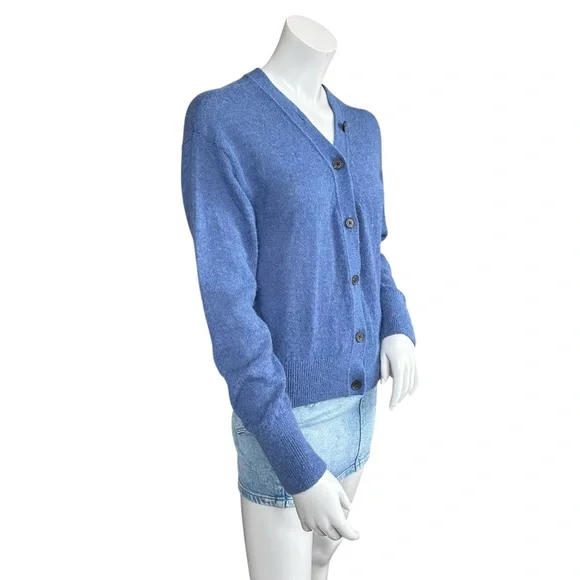 Madewell Blue Alpaca Blend Long Sleeve Cropped V Neck Cardigan Sweater Medium - Picture 5 of 9